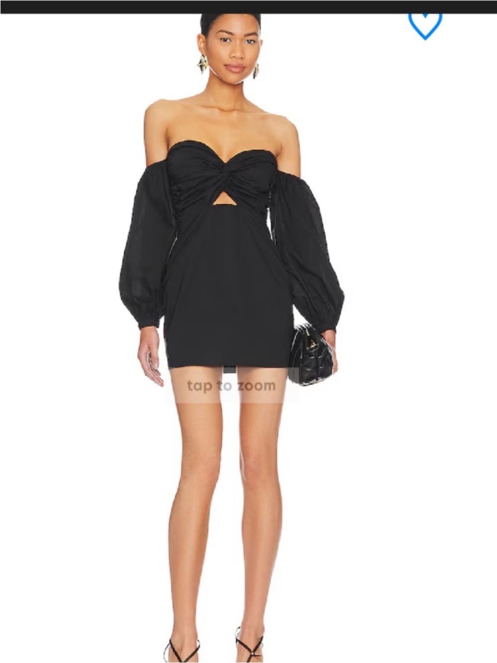 Off-Shoulder Black Mini Dress with Puff Sleeves